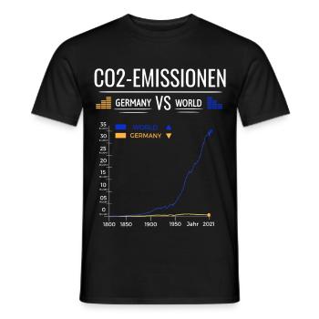 CO2 Emissions Chart Germany VS World - Men's T-Shirt - black - Front - AI Model Male 178 light (178cm)