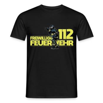 Freiwillige Feuerwehr Feuerwehrmann 112 - Männer T-Shirt - Schwarz - Vorne - AI Model Male 178 light (178cm)