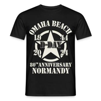 Omaha Beach 1944 D Day 2024 80th Anniversary - Men's T-Shirt - black - Front - AI Model Male 178 light (178cm)
