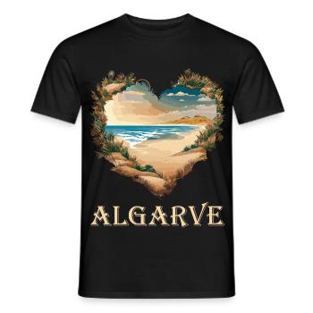 Algarve, Portugal. Heart Beach - Men's T-Shirt - black - Front - AI Model Male 178 light (178cm)
