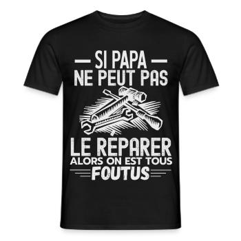 Papa réparateur Papa Bricoleur Papa de l année 1 - T-shirt homme - noir - Devant - AI Model Male 178 light (178cm)
