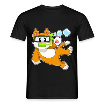 Katze Taucher Schnorchel Tauchen - Männer T-Shirt - Schwarz - Vorne - AI Model Male 178 light (178cm)