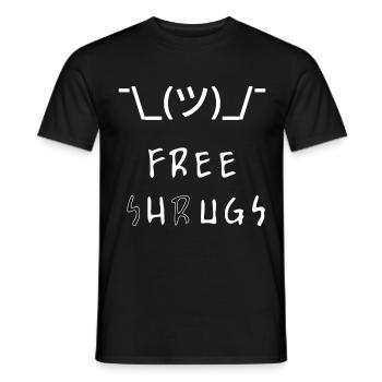 Free Shrugs Free Hugs parodie drôle Shrugface - T-shirt homme - noir - Devant - AI Model Male 178 light (178cm)