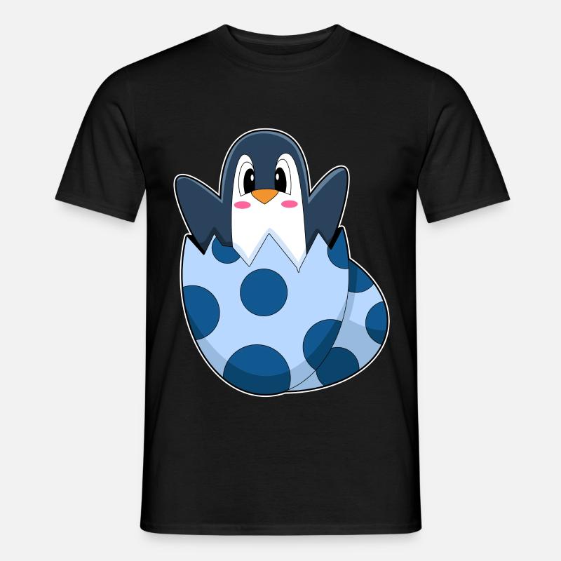 Pinguin Ei - Männer T-Shirt - Schwarz