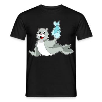 Poisson phoque - T-shirt homme - noir - Devant - AI Model Male 178 light (178cm)