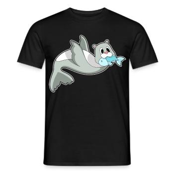 Poisson phoque - T-shirt homme - noir - Devant - AI Model Male 178 light (178cm)