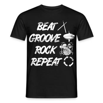 Beat Groove Rock Repeat - Männer T-Shirt - Schwarz - Vorne - AI Model Male 178 light (178cm)