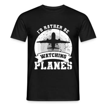 Je préfère regarder les avions - T-shirt homme - noir - Devant - AI Model Male 178 light (178cm)