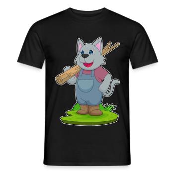 Forêt du bois de bûcherons Cat - T-shirt homme - noir - Devant - AI Model Male 178 light (178cm)