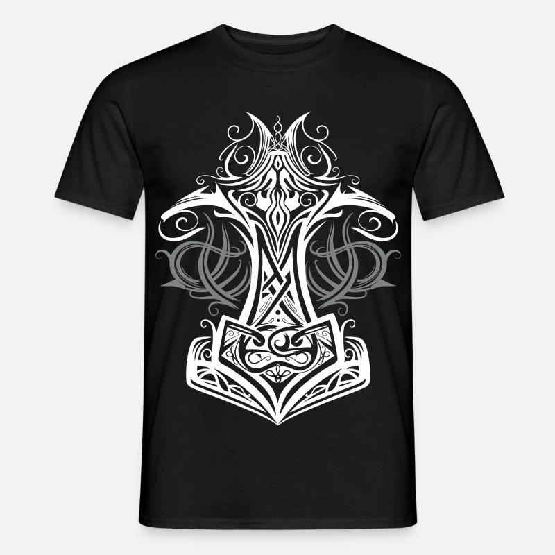 Thors Hammer Mjolnir Wikinger Symbol - Männer T-Shirt - Schwarz