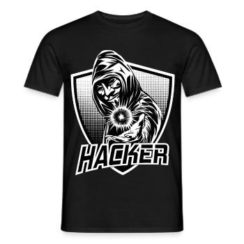 HACKER - Men's T-Shirt - black - Front - AI Model Male 178 light (178cm)
