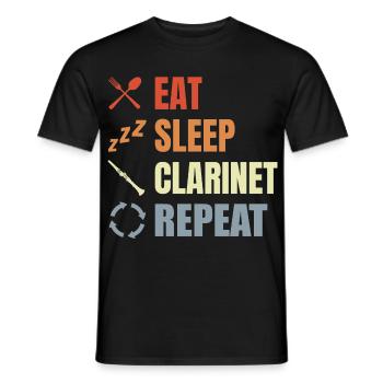 Manger Sommeil Clarinette Répéter - T-shirt homme - noir - Devant - AI Model Male 178 light (178cm)