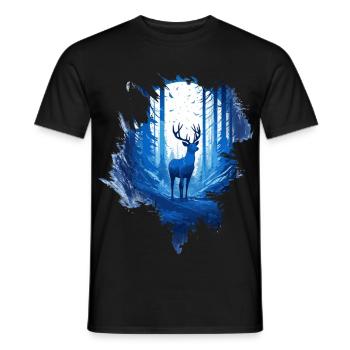 Cerfs dans les bois - T-shirt homme - noir - Devant - AI Model Male 178 light (178cm)