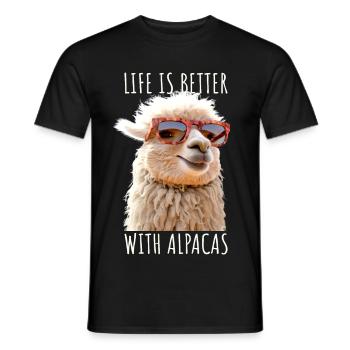 Alpaka Life Is Better With Alpacas Lama Alpakas - Männer T-Shirt - Schwarz - Vorne - AI Model Male 178 light (178cm)