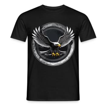 Eagle logo in circle - Men's T-Shirt - black - Front - AI Model Male 178 light (178cm)