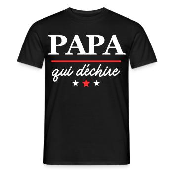 Papa qui déchire  - T-shirt homme - noir - Devant - AI Model Male 178 light (178cm)