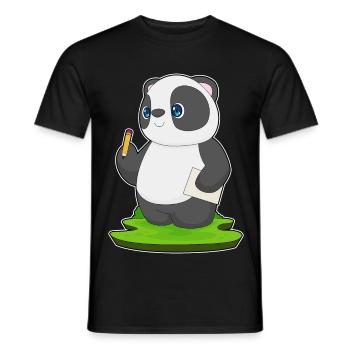 Panda Schüler Bleistift Schule - Männer T-Shirt - Schwarz - Vorne - AI Model Male 178 light (178cm)