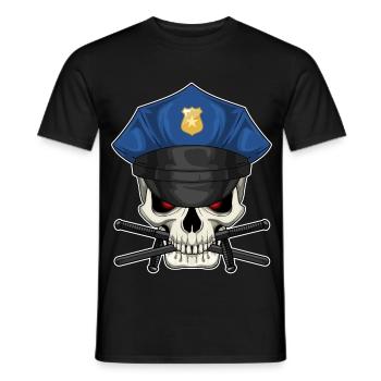 Police du Bâton du Policier du Crâne - T-shirt homme - noir - Devant - AI Model Male 178 light (178cm)