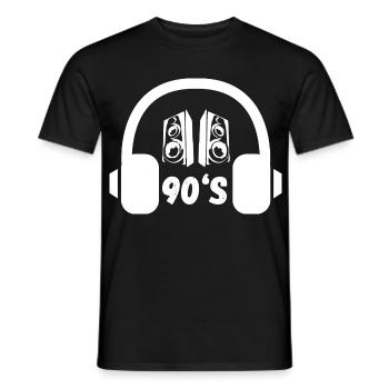 Casques rétro des années 90 - T-shirt homme - noir - Devant - AI Model Male 178 light (178cm)