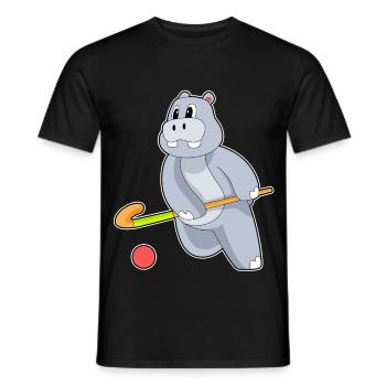 Hippopotamus Hockey sur gazon Stick - T-shirt homme - noir - Devant - AI Model Male 178 light (178cm)