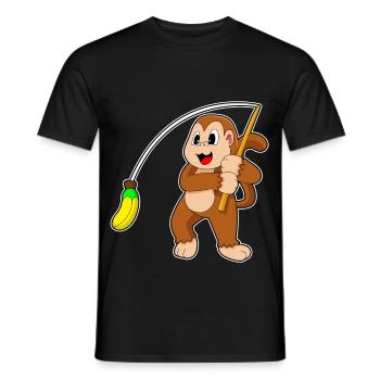 Affe Angler Angelrute Angeln - Männer T-Shirt - Schwarz - Vorne - AI Model Male 178 light (178cm)