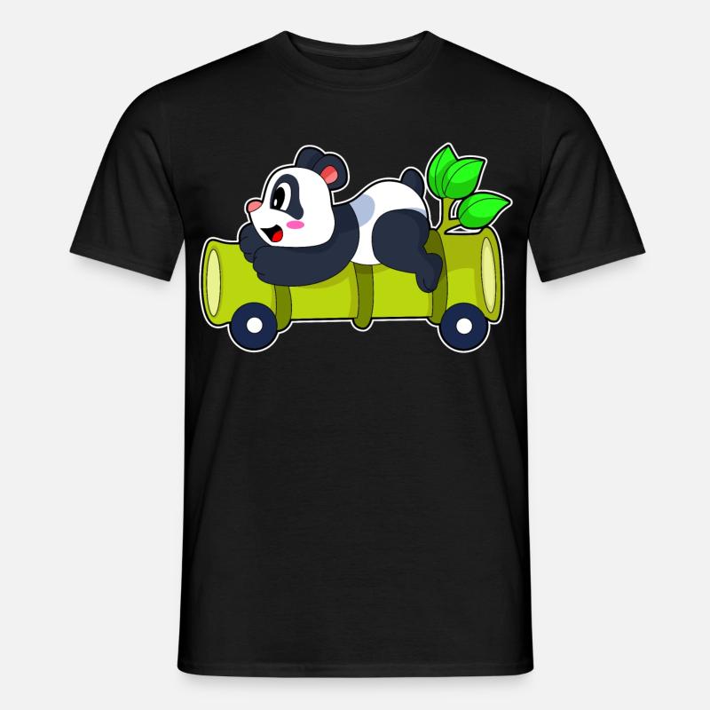 Panda Bambus Auto - Männer T-Shirt - Schwarz