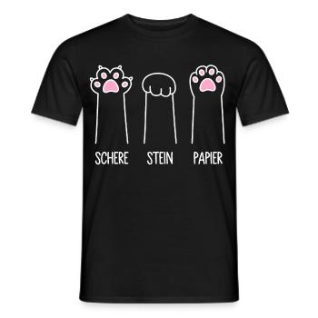 Katze Pfote Katzenpfoten Spiel Schere Stein Papier - Männer T-Shirt - Schwarz - Vorne - AI Model Male 178 light (178cm)