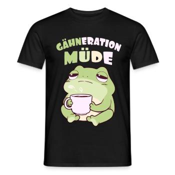 Gähneration Müde Morgenmuffel Kawaii Frosch Kaffee - Männer T-Shirt - Schwarz - Vorne - AI Model Male 178 light (178cm)