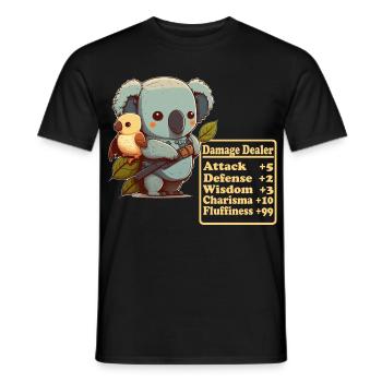 Koala mignon infligeant des dégâts avec des spectacles d’oiseaux - T-shirt homme - noir - Devant - AI Model Male 178 light (178cm)