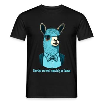 Blue llama with cool bow tie and suit - Men's T-Shirt - black - Front - AI Model Male 178 light (178cm)