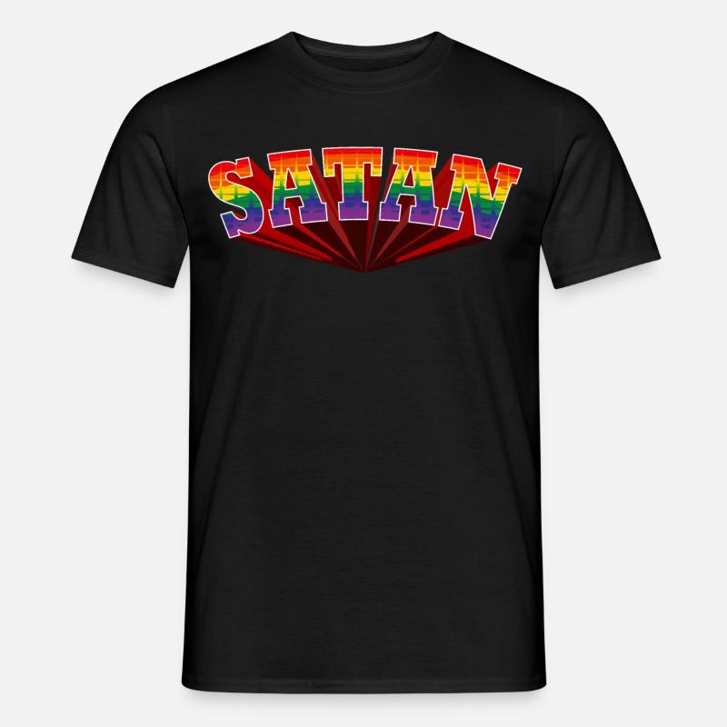Satan Regenbogen Text - Männer T-Shirt - Schwarz