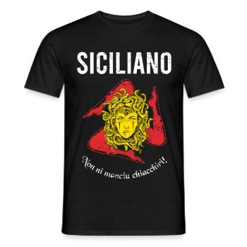 Non ni manciu chiacchiri! Trinacria Sizilianer - Männer T-Shirt - Schwarz - Vorne - AI Model Male 178 light (178cm)