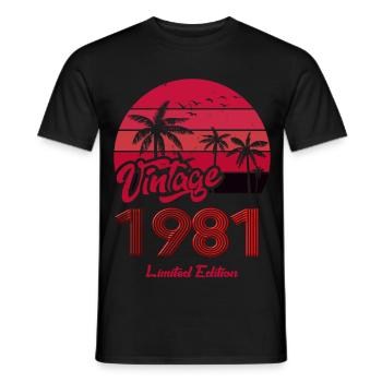 Vintage Year 1981 Limited Edition Red - Men's T-Shirt - black - Front - AI Model Male 178 light (178cm)