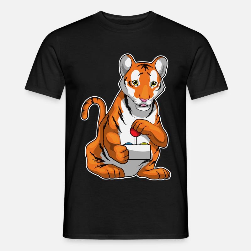 Tiger Gamer Controller - Männer T-Shirt - Schwarz