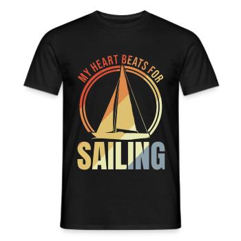 Mon cœur bat pour la voile - T-shirt homme - noir - Devant - AI Model Male 178 light (178cm)