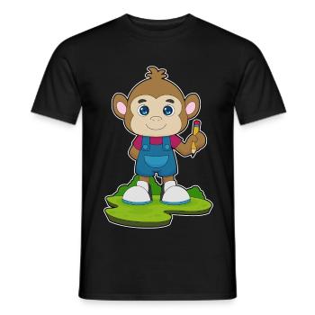 Affe Schüler Bleistift Schule - Männer T-Shirt - Schwarz - Vorne - AI Model Male 178 light (178cm)