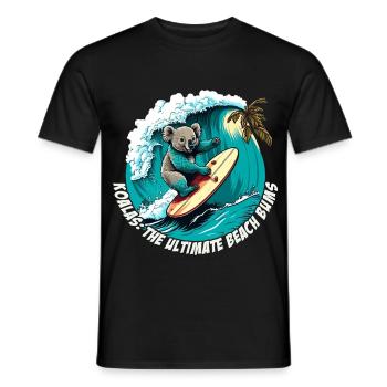 Beach Bums Koala hat Spass beim surfen - Männer T-Shirt - Schwarz - Vorne - AI Model Male 178 light (178cm)
