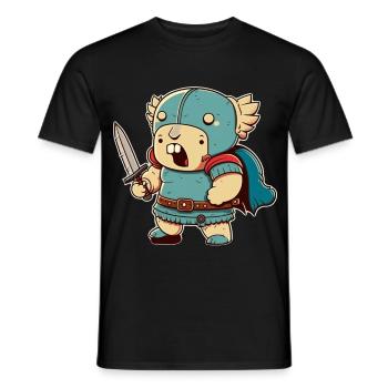 Verrückter Krieger mit Schwert - Männer T-Shirt - Schwarz - Vorne - AI Model Male 178 light (178cm)