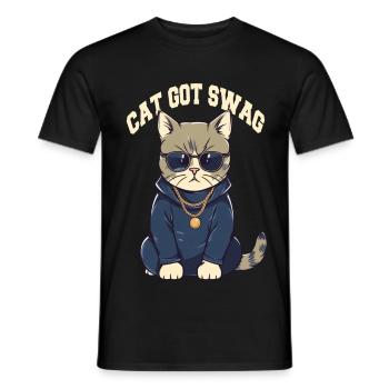 Vous avez Swag Cat avec des lunettes de soleil - T-shirt homme - noir - Devant - AI Model Male 178 light (178cm)