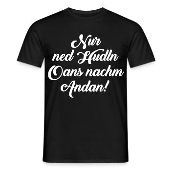 NUR NED HUDLN - OANS NACHM ANDAN - Männer T-Shirt - Schwarz - Vorne - AI Model Male 178 light (178cm)