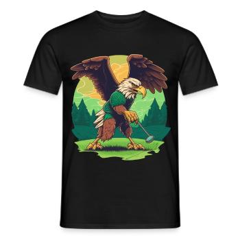 Golf-playing eagle - Men's T-Shirt - black - Front - AI Model Male 178 light (178cm)