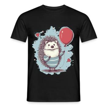 süsser Igel mit Luftballon - Männer T-Shirt - Schwarz - Vorne - AI Model Male 178 light (178cm)