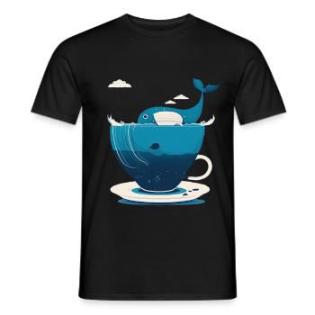 Wal in Teetasse - Männer T-Shirt - Schwarz - Vorne - AI Model Male 178 light (178cm)