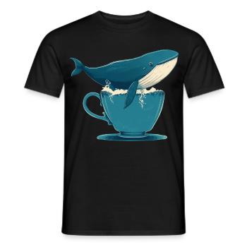 Wal in Teetasse - Männer T-Shirt - Schwarz - Vorne - AI Model Male 178 light (178cm)