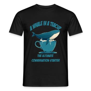 Whale in teacup conversation starter - Men's T-Shirt - black - Front - AI Model Male 178 light (178cm)