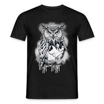 Hibou géométrique - T-shirt homme - noir - Devant - AI Model Male 178 light (178cm)