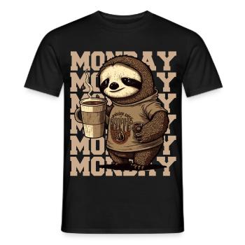 Müdes Faultier mit riesigem Kaffeebecher am Montag - Männer T-Shirt - Schwarz - Vorne - AI Model Male 178 light (178cm)