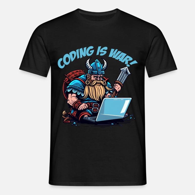 "Coding is war" Wikinger - Männer T-Shirt - Schwarz