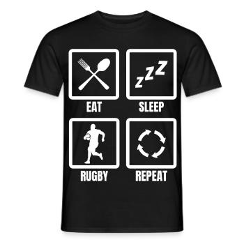 Eat Sleep Rugby Repeat - Männer T-Shirt - Schwarz - Vorne - AI Model Male 178 light (178cm)