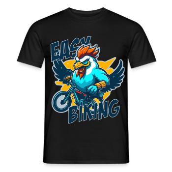 Coq avec vélo et lettrage - T-shirt homme - noir - Devant - AI Model Male 178 light (178cm)